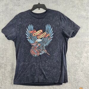 Willie Nelson Mens Mineral Wash Graphic T-Shirt‎ Gray Eagle Guitar Size M